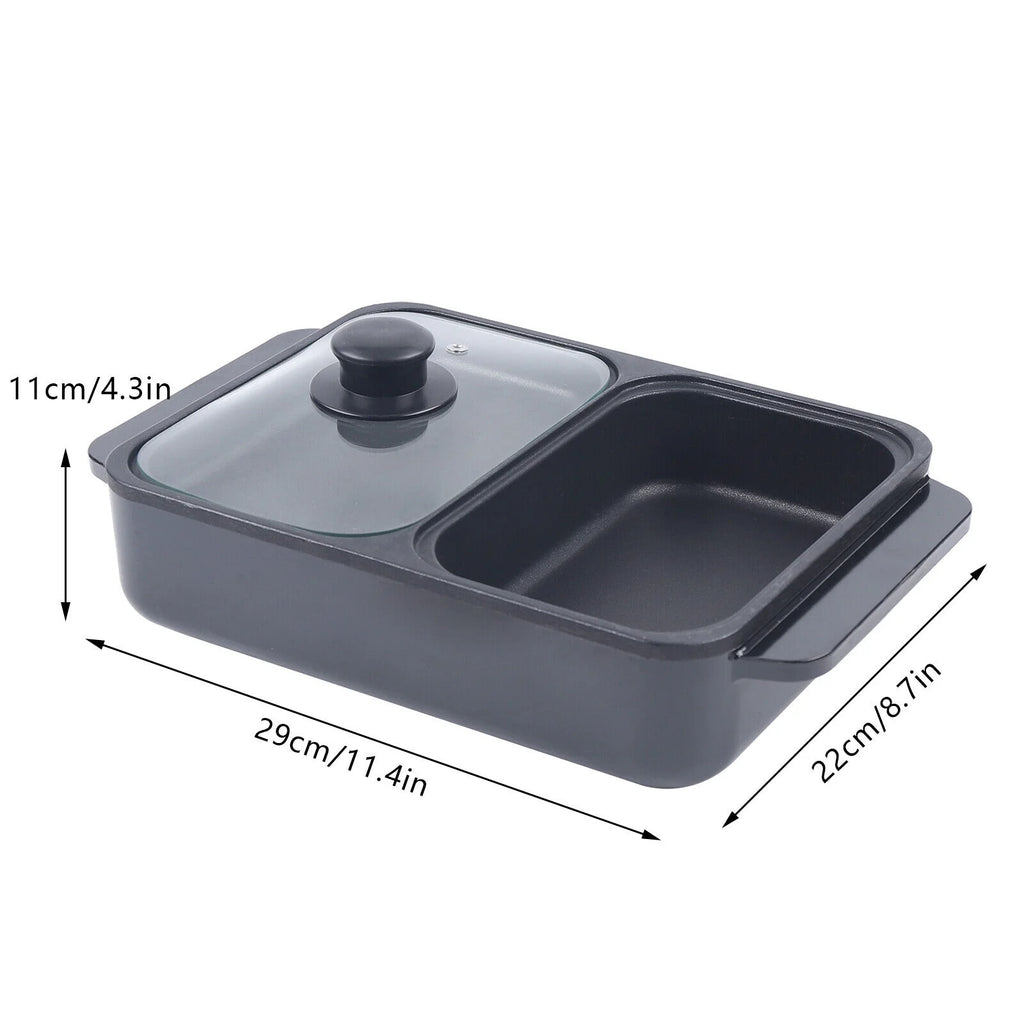 2-IN-1 Electric Hot Pot BBQ Grill Smokeless Cooking Pan 1200W S40995