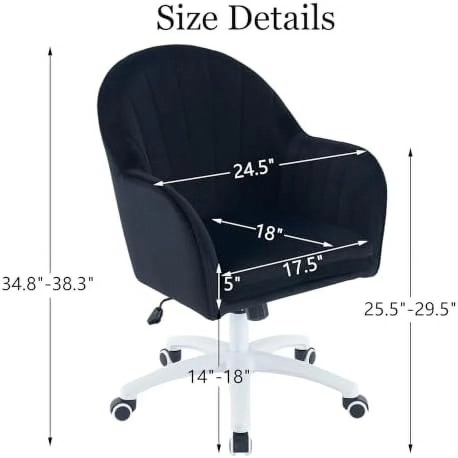 White Velvet Swivel Desk Chair V4509