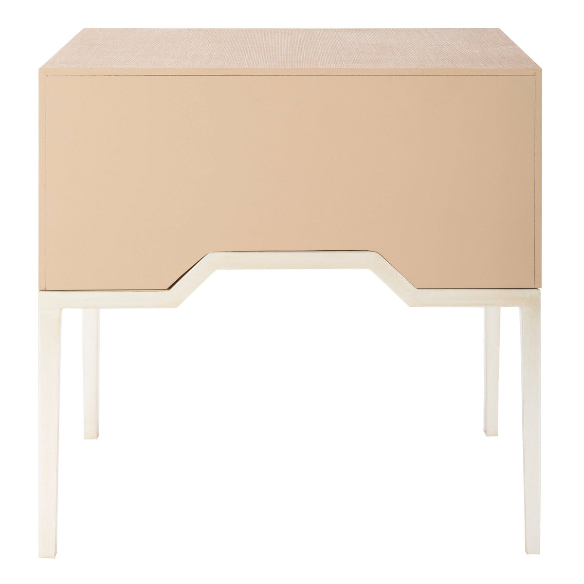 Beige/Silver 2 Drawer Faux Raffia Nightstand T763923