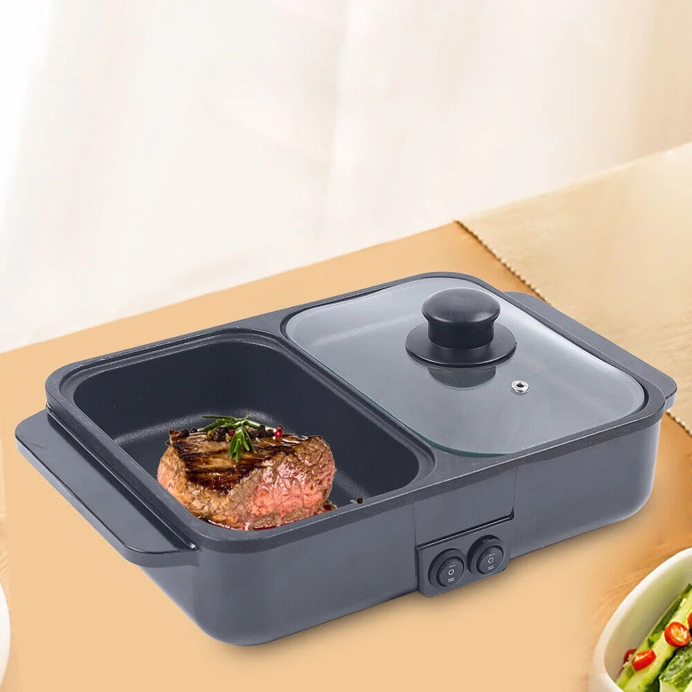 2-IN-1 Electric Hot Pot BBQ Grill Smokeless Cooking Pan 1200W S40995