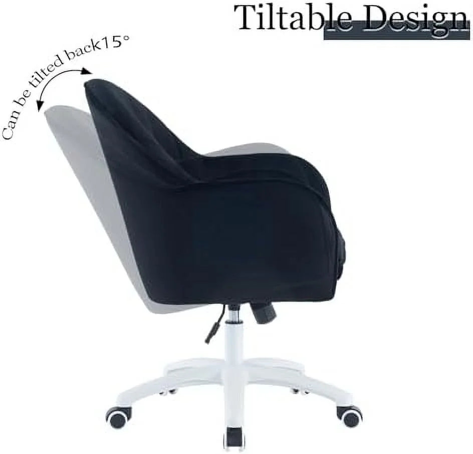 White Velvet Swivel Desk Chair V4509