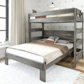 Solid Wood Twin over Queen L-Shaped Bunk Bed L614