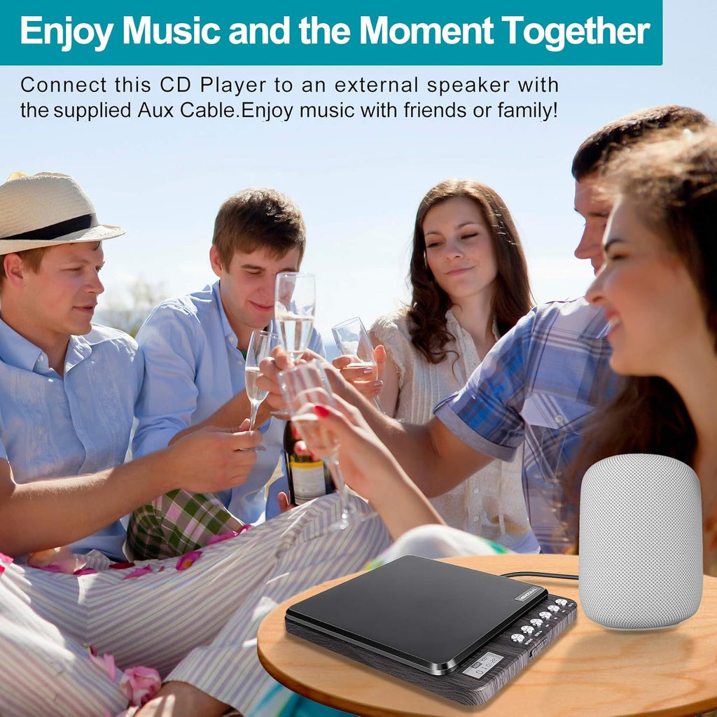 Portable Rechargeable CD Player with Dual Headphones Jack, Dark Brown, Pack of 2 X814349