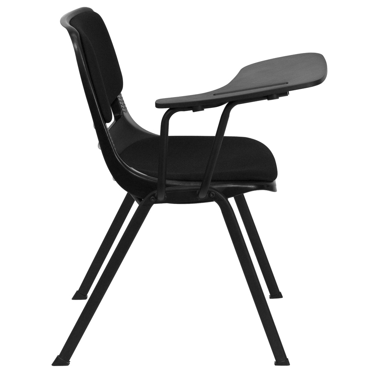 Black Padded Ergonomic Shell Chair with Flip-Up Tablet Arm S5354