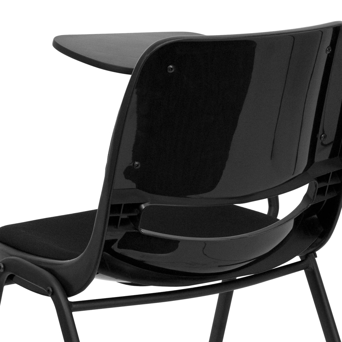 Black Padded Ergonomic Shell Chair with Flip-Up Tablet Arm S5354