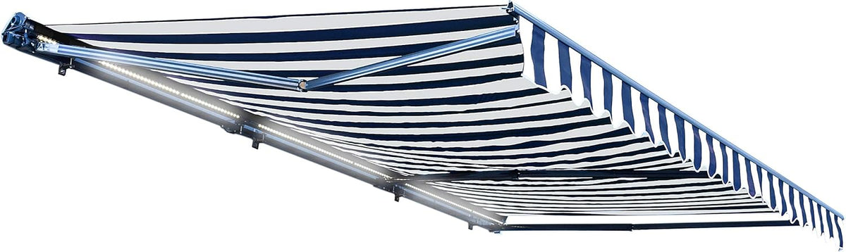 Motorized Retractable Patio Awning, 16x10 Feet, Polyester Canopy, Blue Z2839