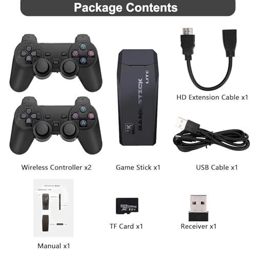 Retro Game Console Stick 4K HDMI 2.4G Wireless Controllers 64GB X65233