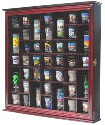 Black Shot Glass Display Case with Glass Door B30522