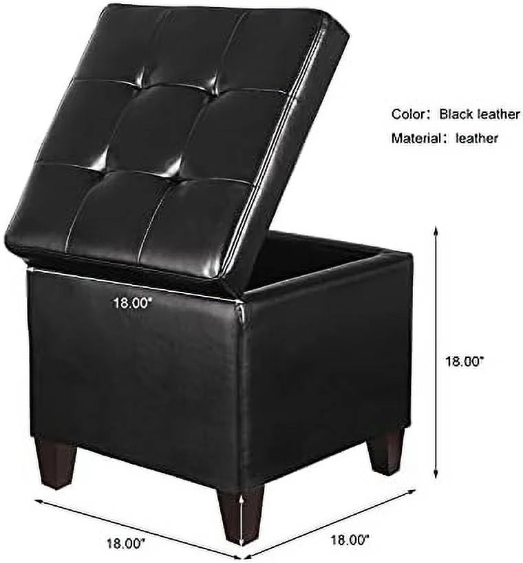 Off-White PU Leather Tufted Cube Ottoman D218