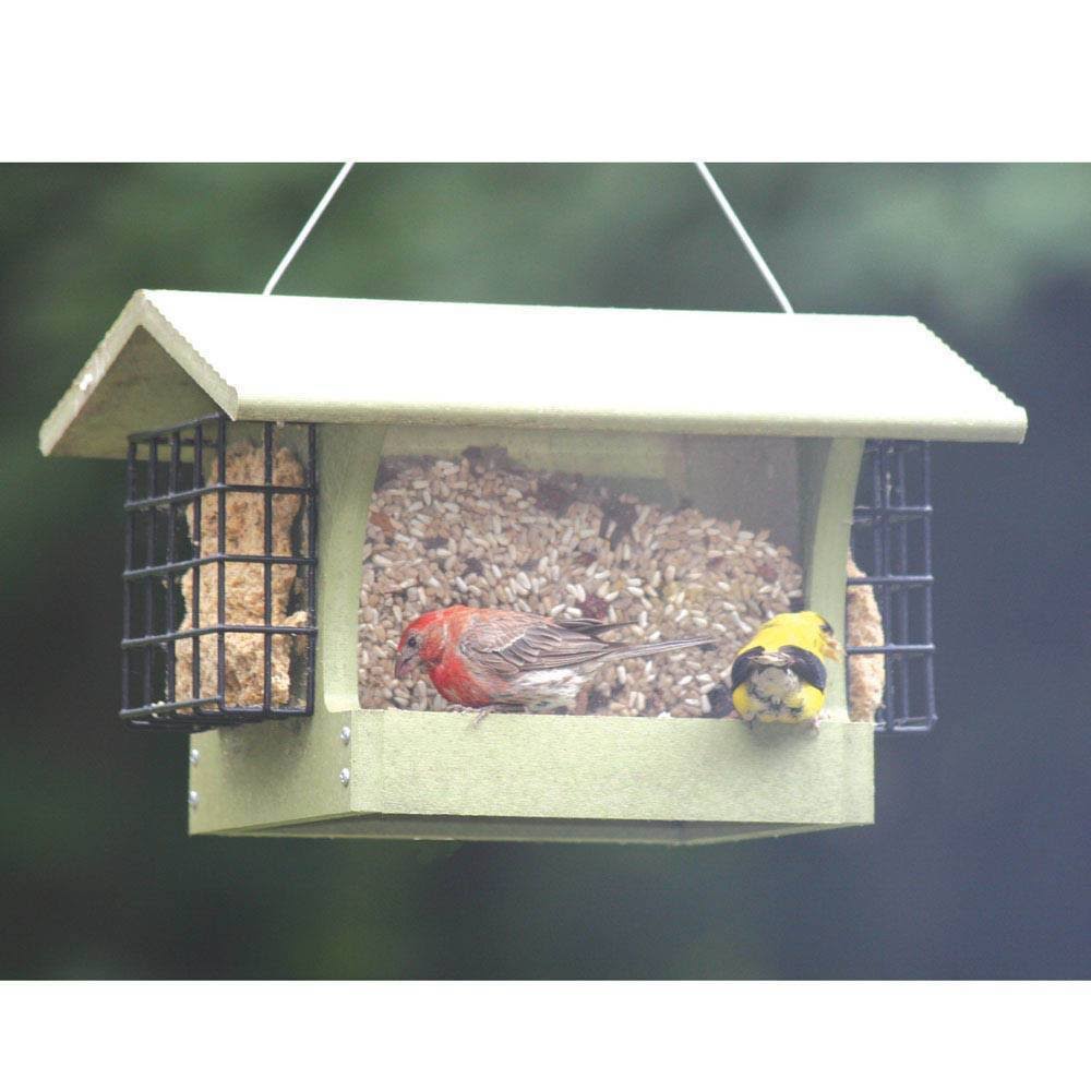 Recycled Medium Hopper Bird Feeder with Suet Cages V517
