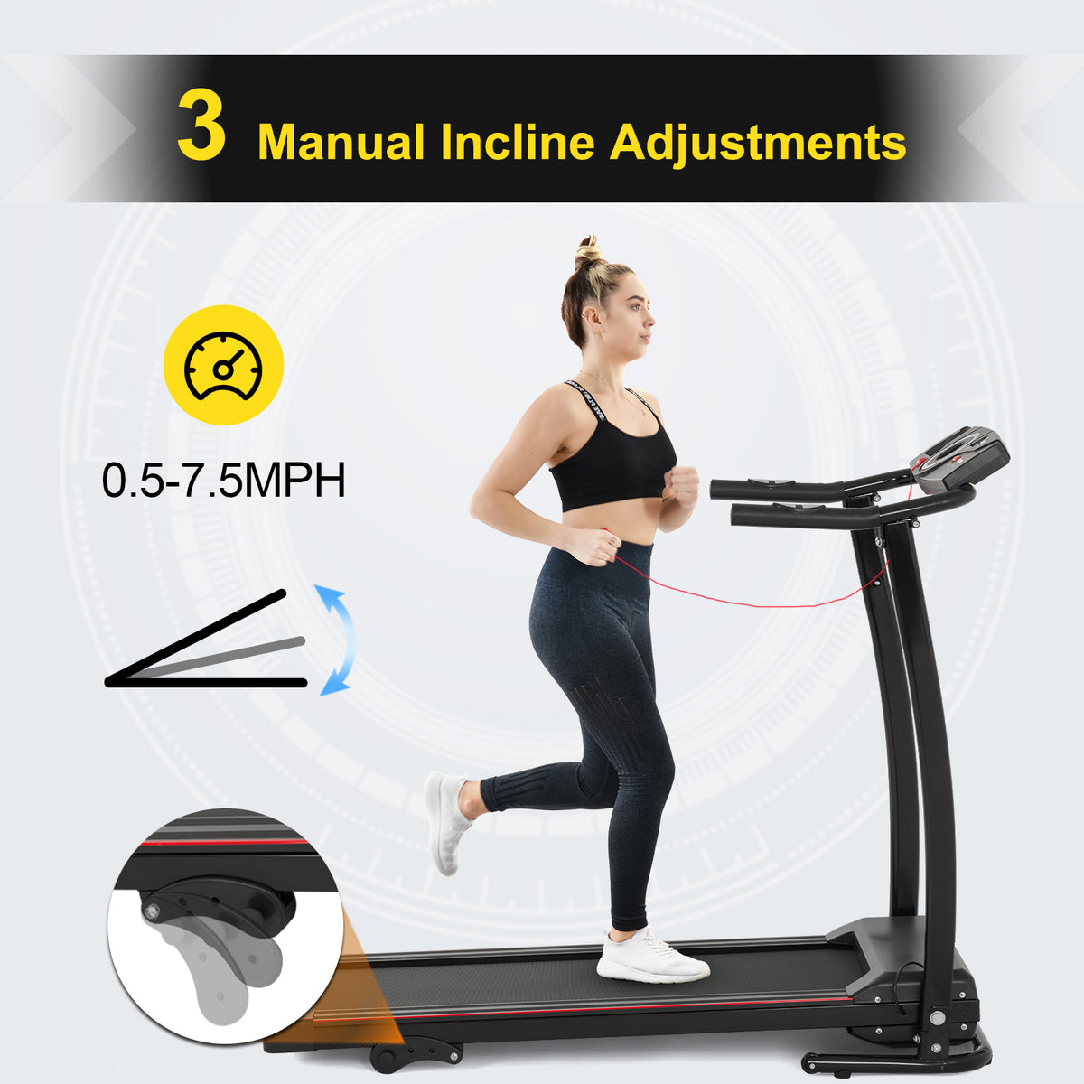 Folding Treadmill with Incline, 2.5HP Electric Motorized Treadmill, 220 LBS Capacity E25997