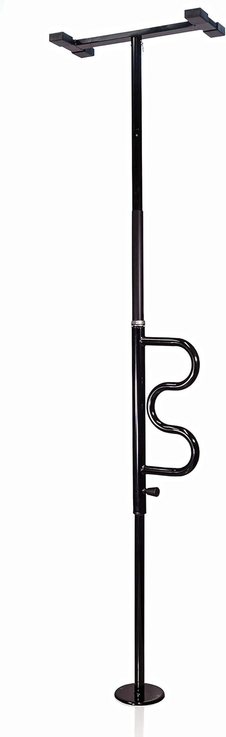 Metallic Black Floor to Ceiling Transfer Pole and Grab Bar V2107