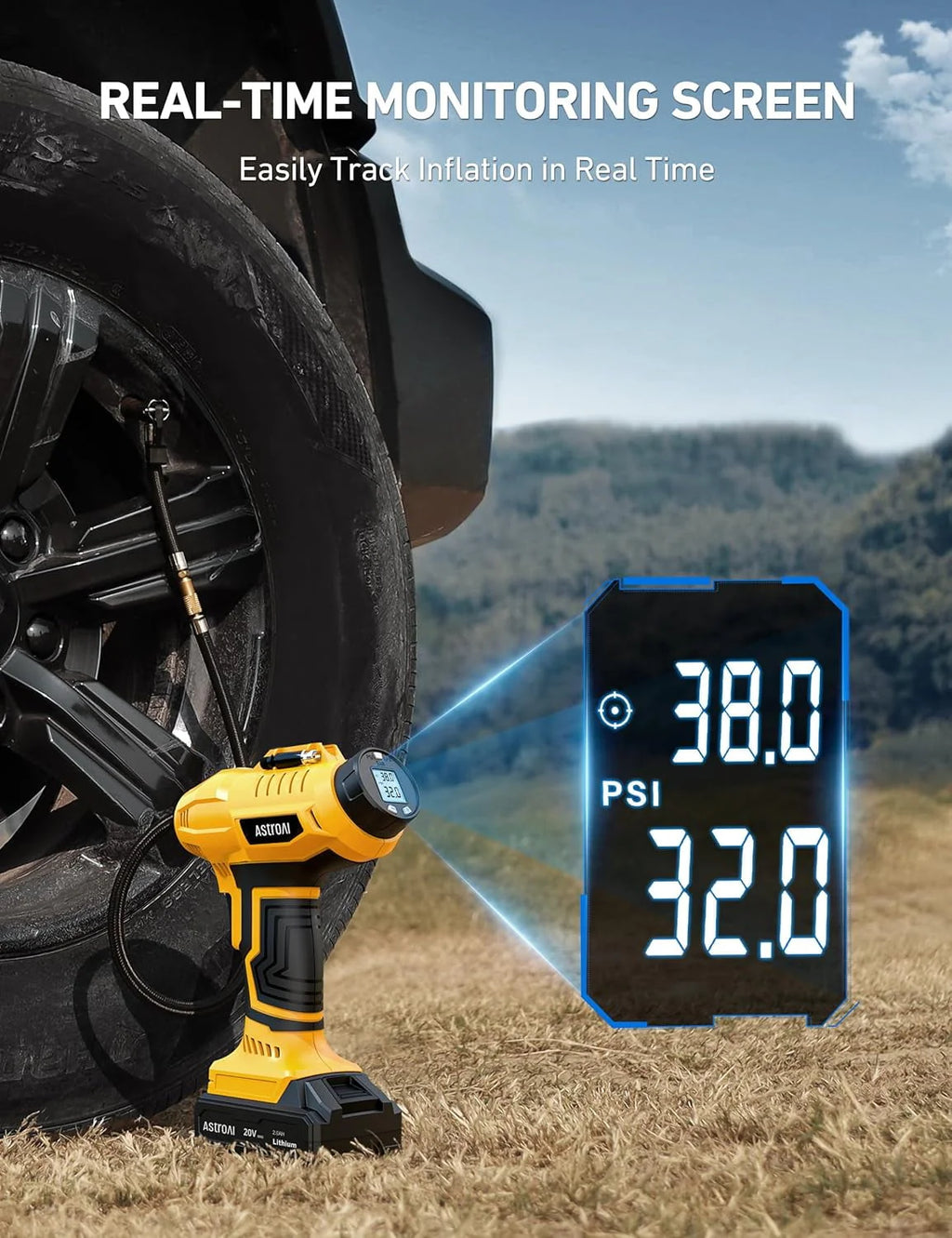 Cordless 160 PSI Car Tire Inflator C875