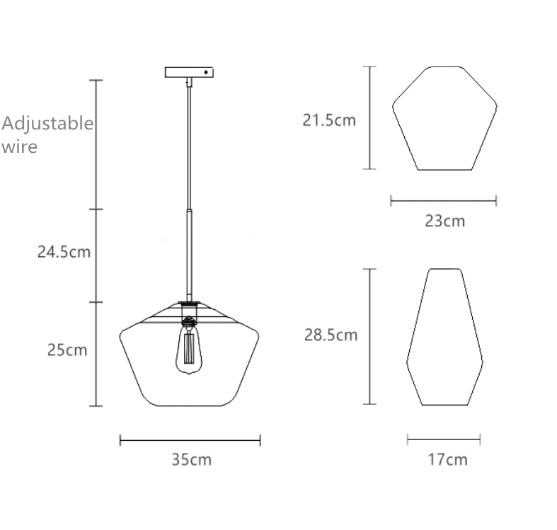 Vintage Glass 3 Light Pendant Lamp Adjustable Height Gold Finish O35990