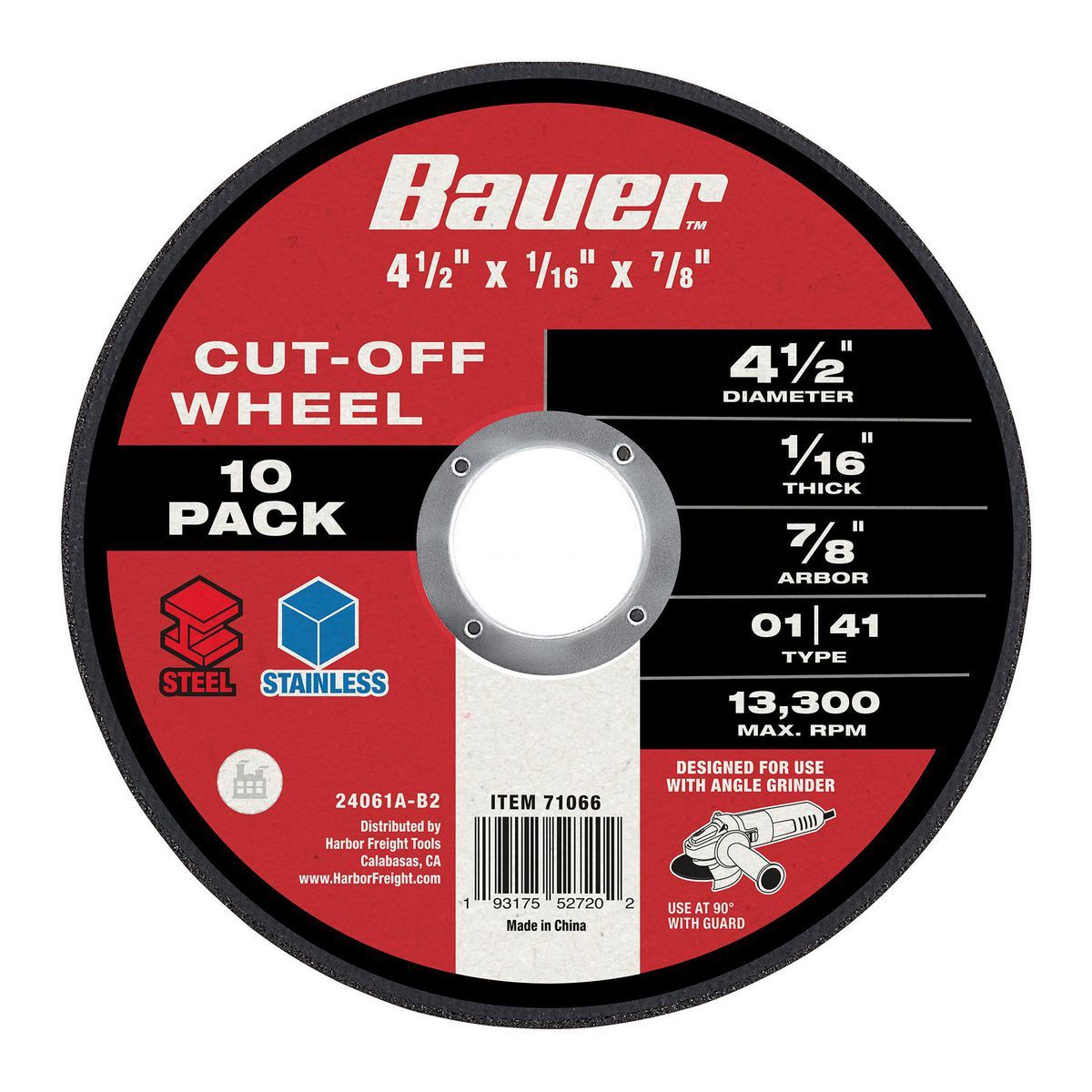 4-1/2 in. x 1/16 in. x 7/8 in. Metal Cut-Off Wheel 10-Pack V46743