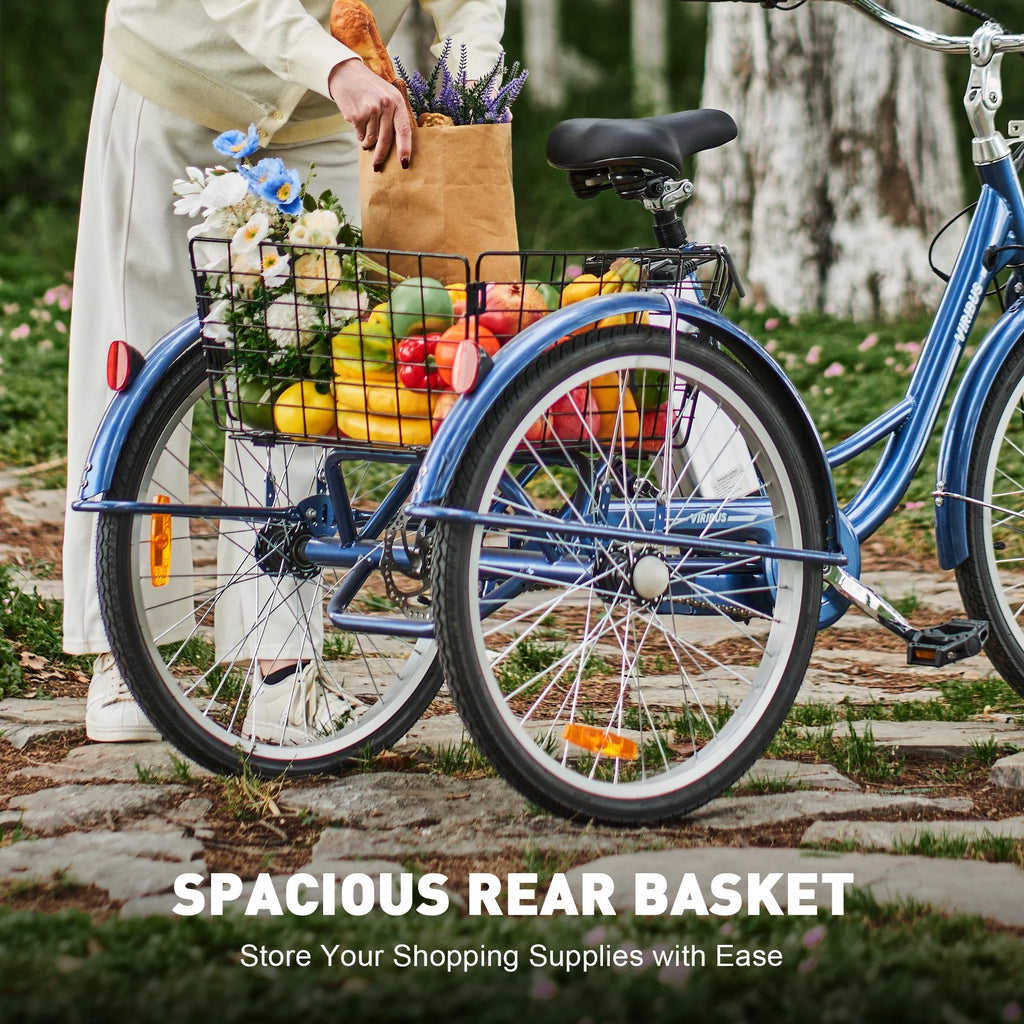 26" 350W Electric Tricycle with Basket 36V 10Ah Navy F2278
