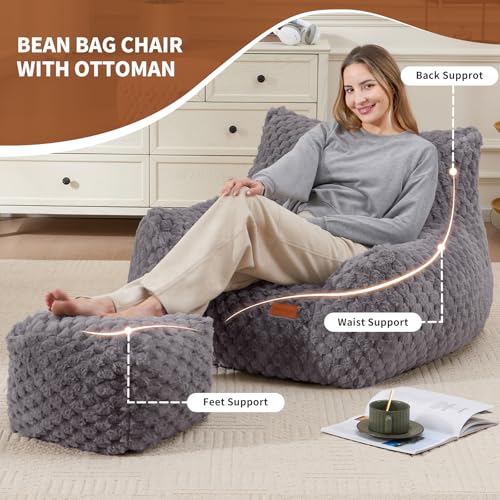 Giant Bean Bag Sofa Chair with Foot Rest N353320