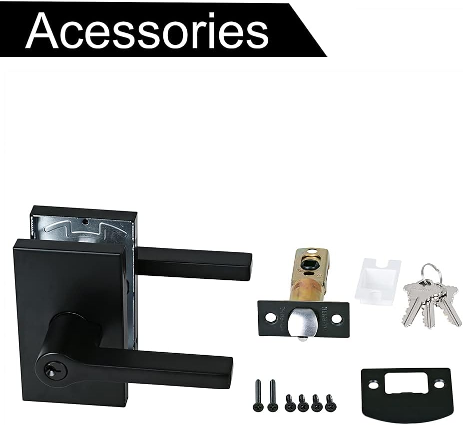 Matte Black Keyed Entry Door Handle Set E6333
