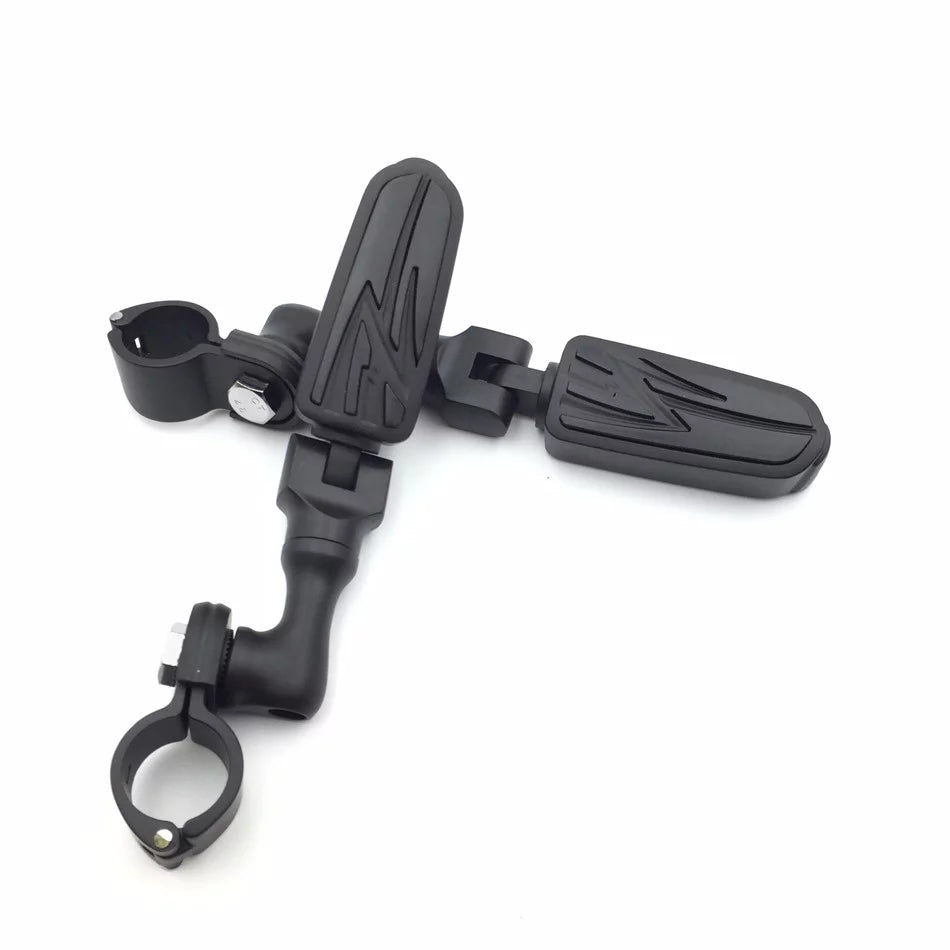 Black Short Foot Peg Mounting Kit with 1 inch 25mm Front Engine Guard Frame Tube L7873