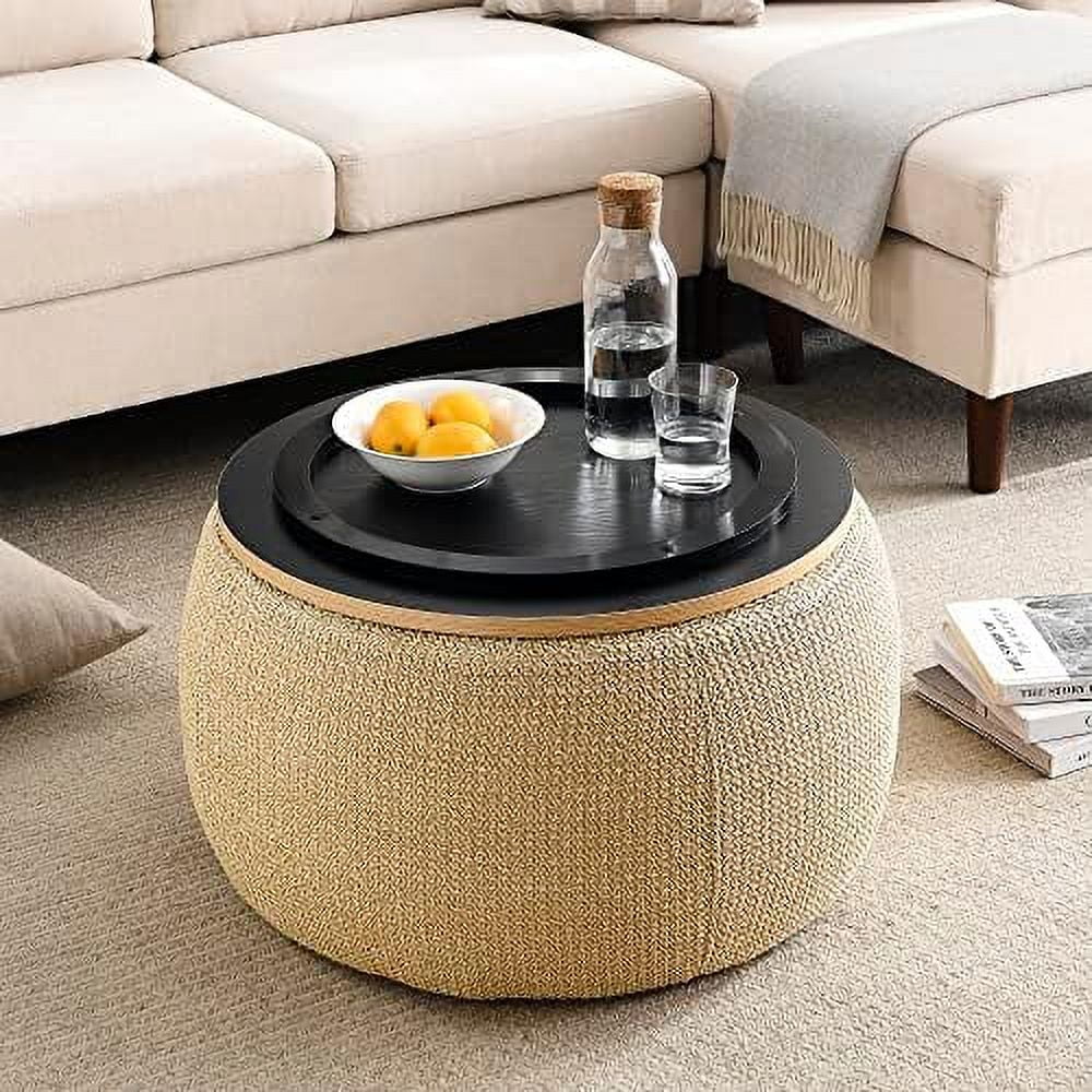 Round Ottoman with Reversible Lid Tray F25161