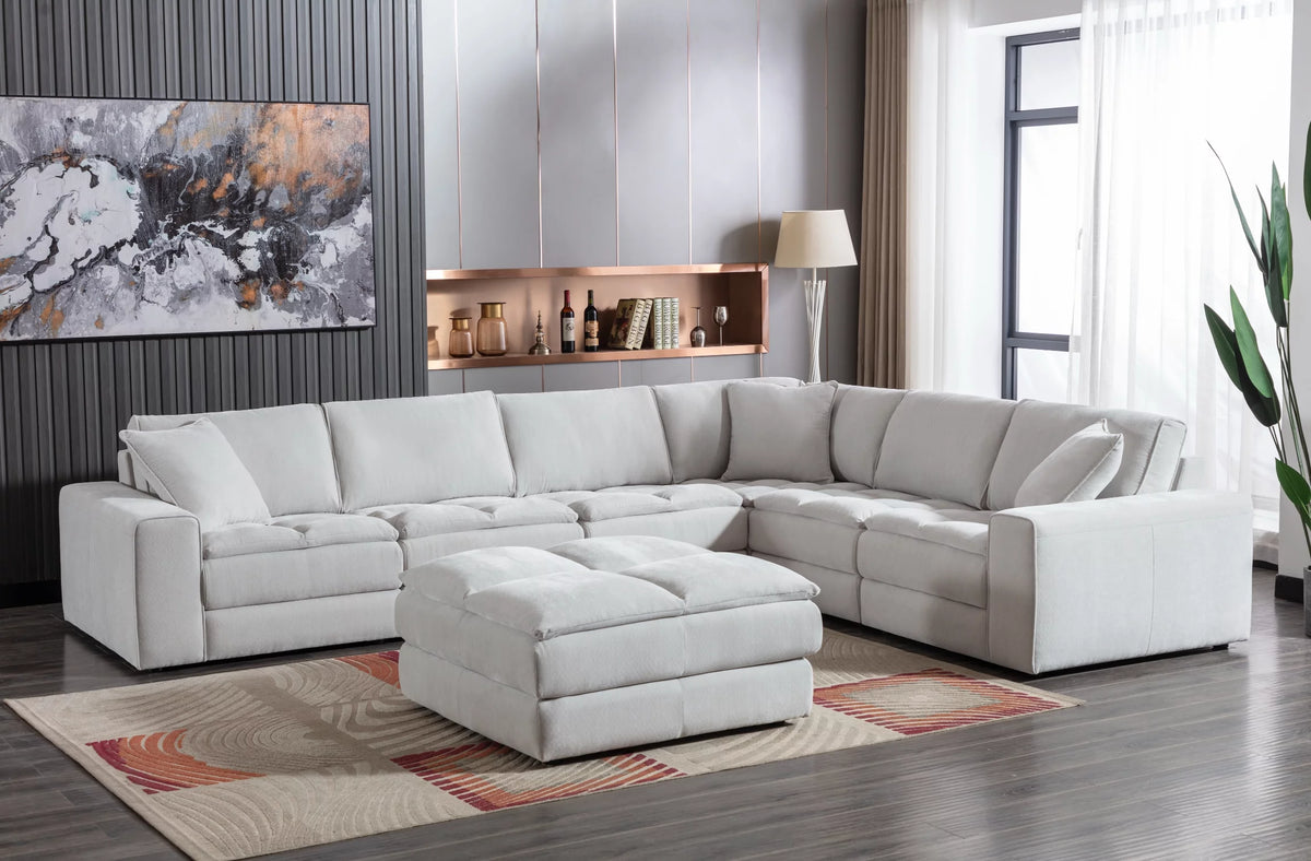 6-Piece Sectional Sofa with Ottoman X8732
