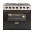 36 Pro-Style Natural Gas Dual Fuel Range in Black with Rose Gold Accents L19716
