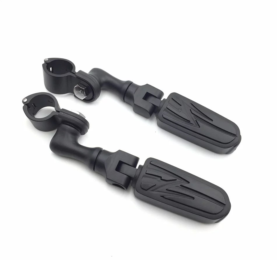 Black Short Foot Peg Mounting Kit with 1 inch 25mm Front Engine Guard Frame Tube L7873