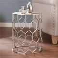 Antiqued Gold Hexagonal End Table O709358