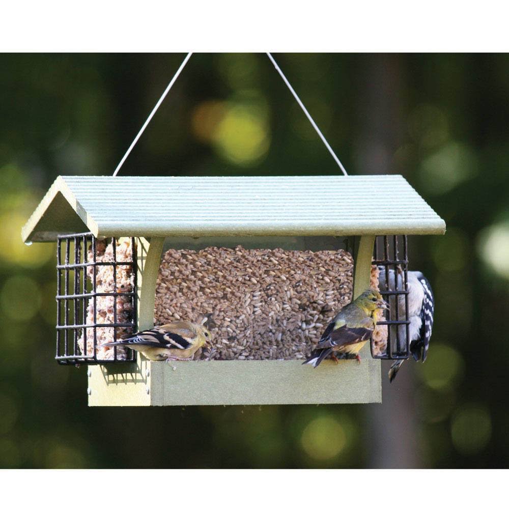 Recycled Medium Hopper Bird Feeder with Suet Cages V517