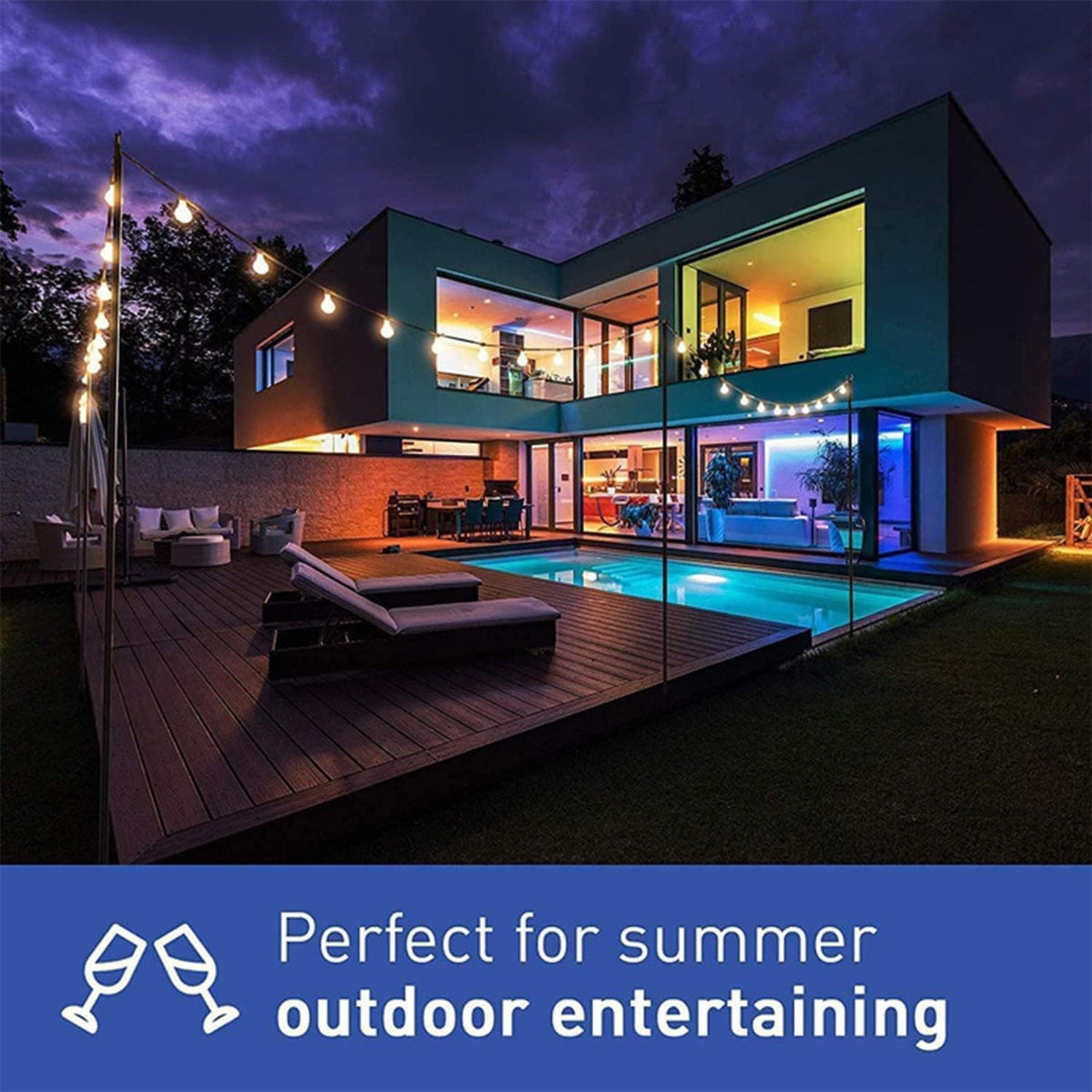 Outdoors LED String Light Poles (Two Light Poles) Q3771