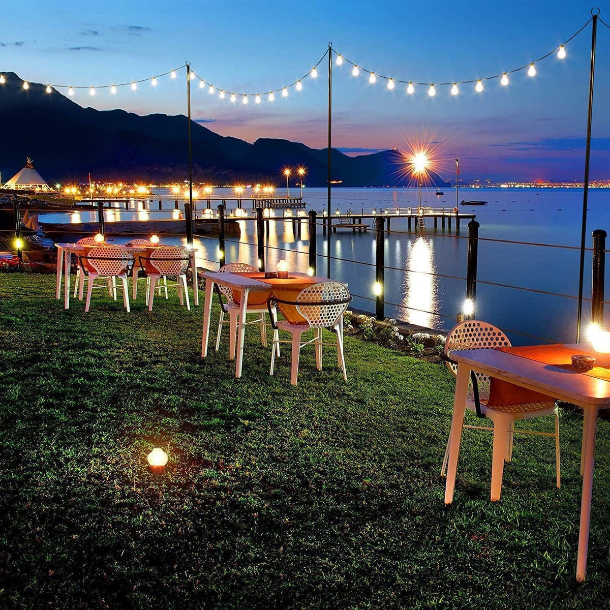 Outdoors LED String Light Poles (Two Light Poles) Q3771