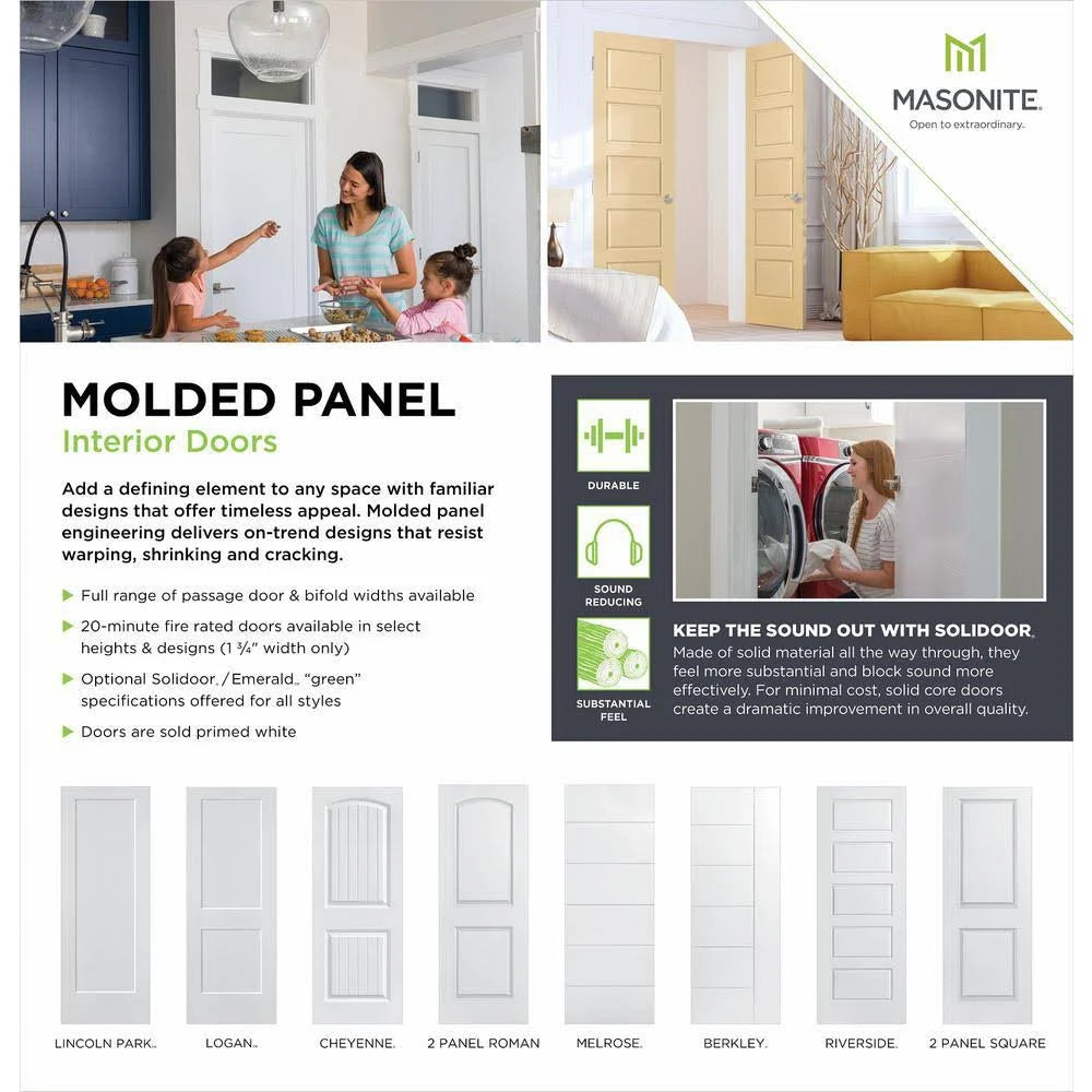 32 in. x 80 in. 4-Panel Solid-Core Smooth Primed Composite Single Prehung Interior Door D4070