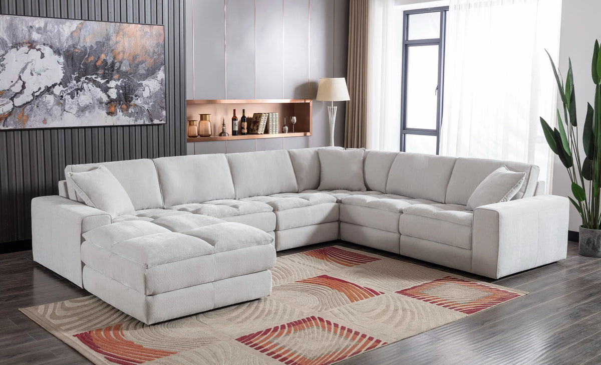 6-Piece Sectional Sofa with Ottoman X8732