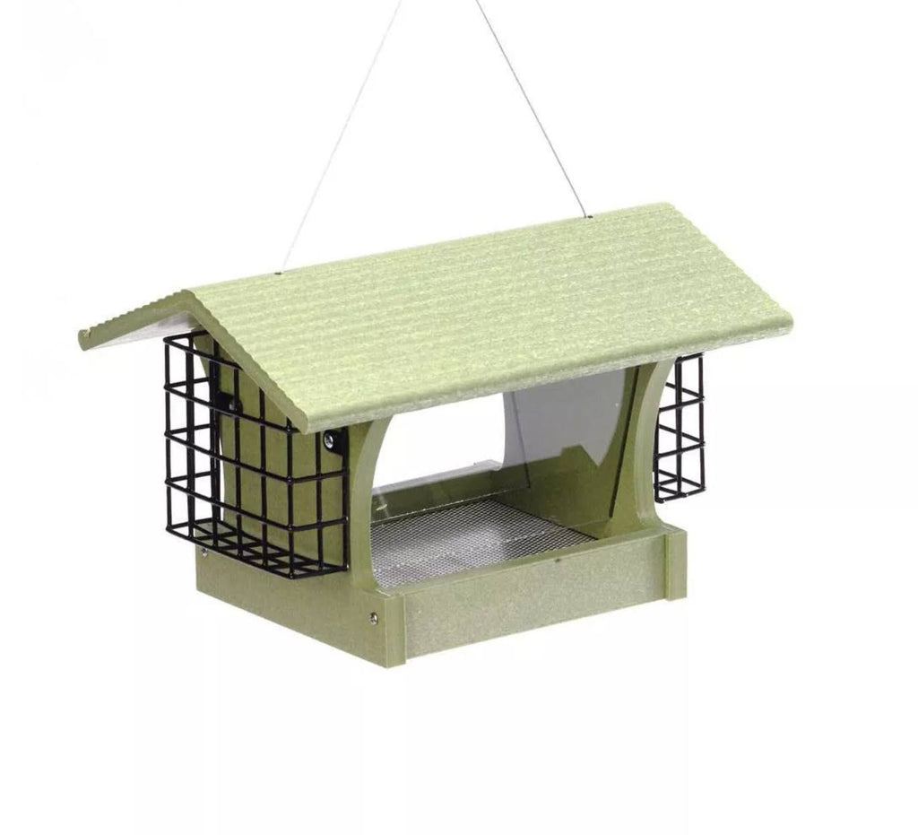 Recycled Medium Hopper Bird Feeder with Suet Cages V517
