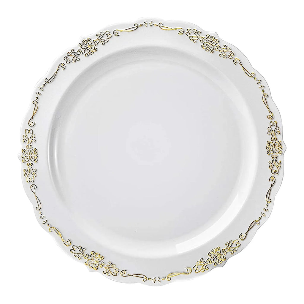 White Gold Disposable Plastic Wedding Value Set (60 Guests) I8534