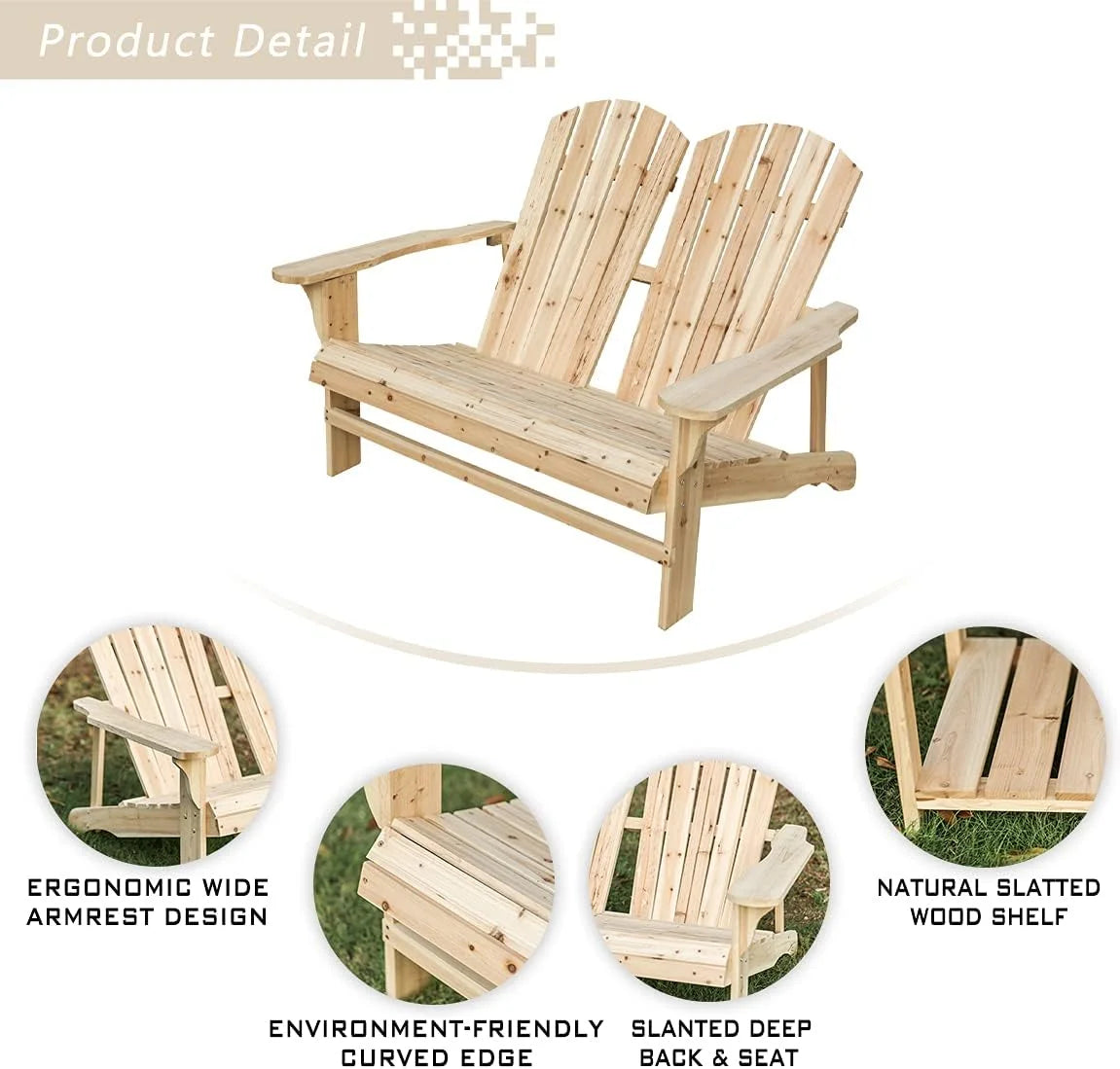 Wood Adirondack Chair for 2 Persons H753496