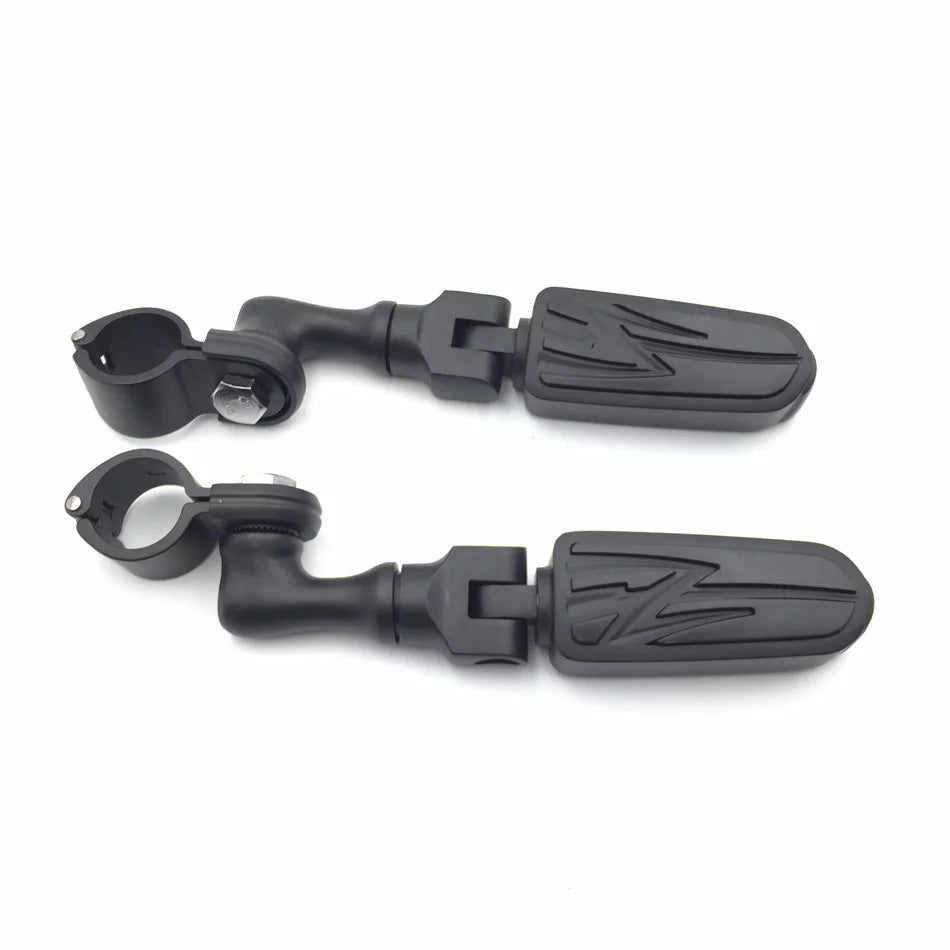 Black Short Foot Peg Mounting Kit with 1 inch 25mm Front Engine Guard Frame Tube L7873