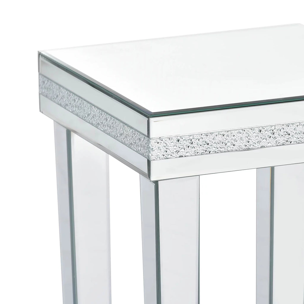 Glass Mirrored Side Table with Adjustable Height Legs X45140