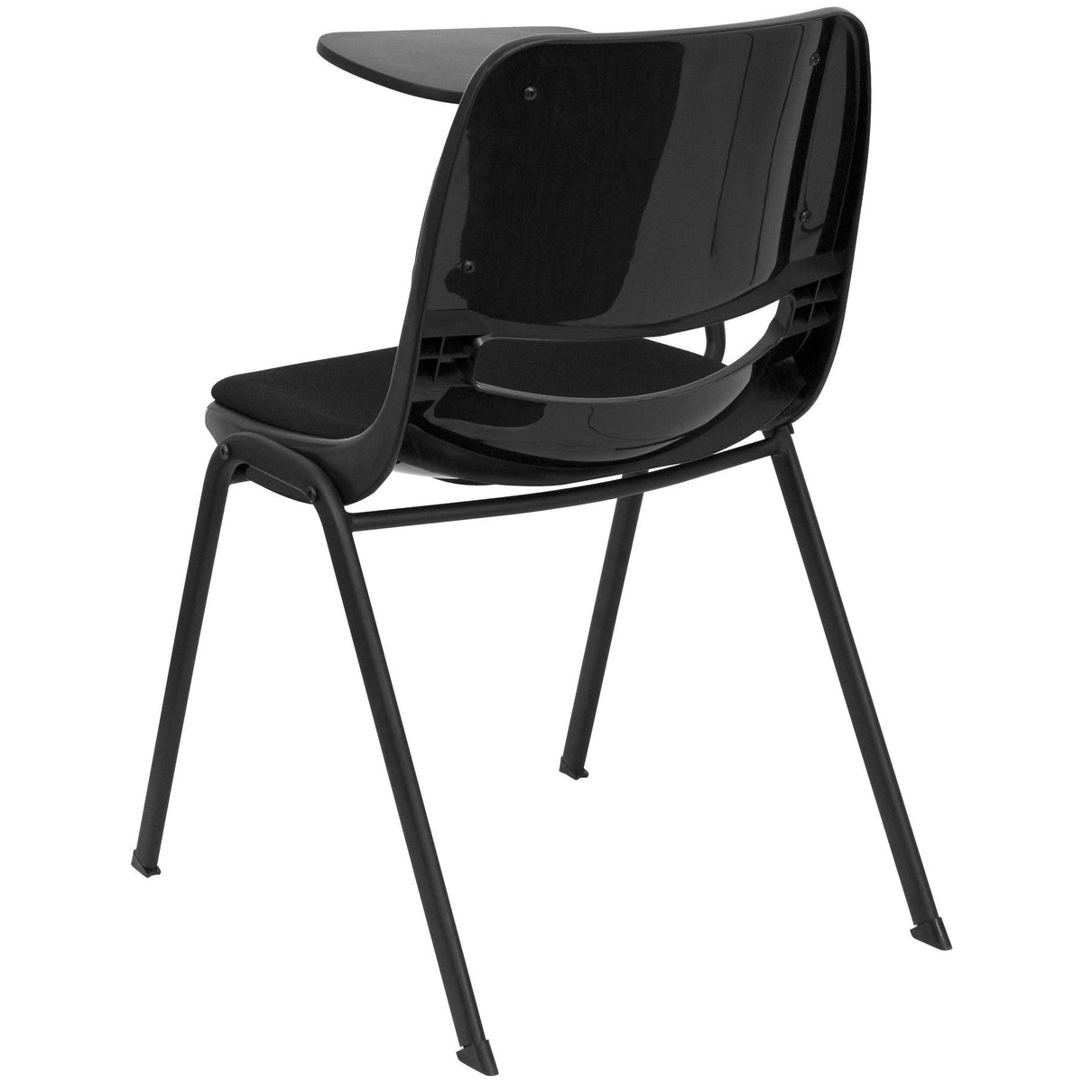 Black Padded Ergonomic Shell Chair with Flip-Up Tablet Arm S5354