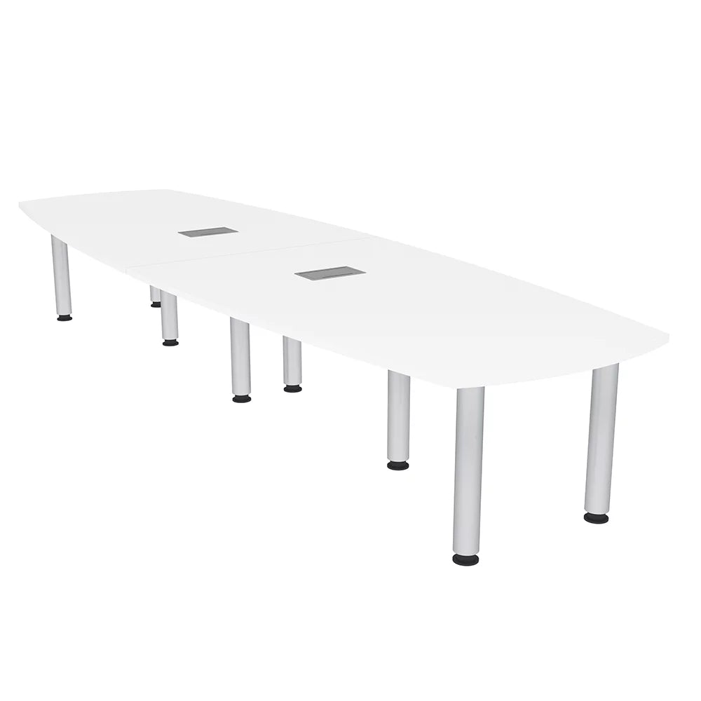 10 Person Arc Boat Conference Room Table with Power Modules C421