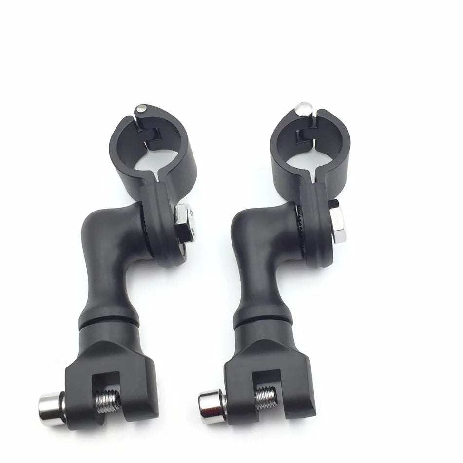 Black Short Foot Peg Mounting Kit with 1 inch 25mm Front Engine Guard Frame Tube L7873