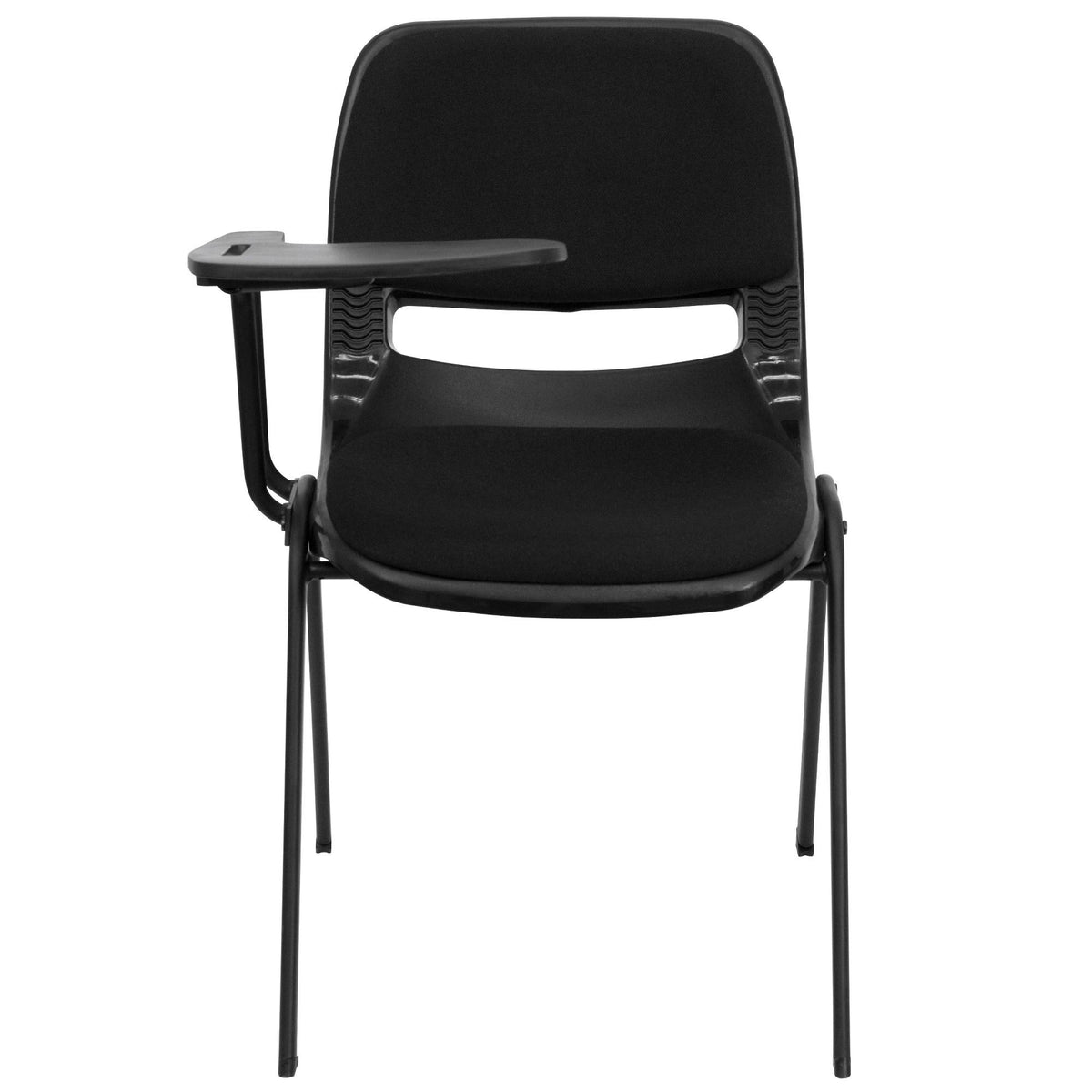 Black Padded Ergonomic Shell Chair with Flip-Up Tablet Arm S5354
