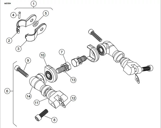 Black Short Foot Peg Mounting Kit with 1 inch 25mm Front Engine Guard Frame Tube L7873