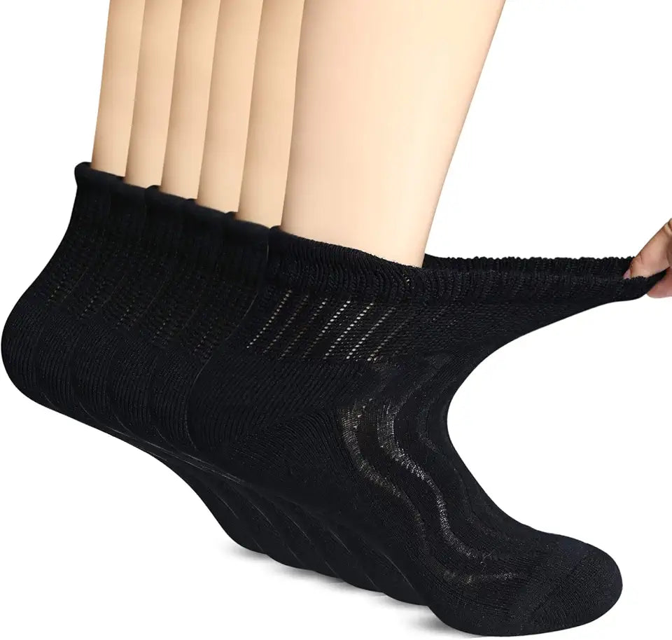 Diabetic Socks for Men Women 6 Pairs Non-Binding Extra Wide Ankle Crew Socks C562