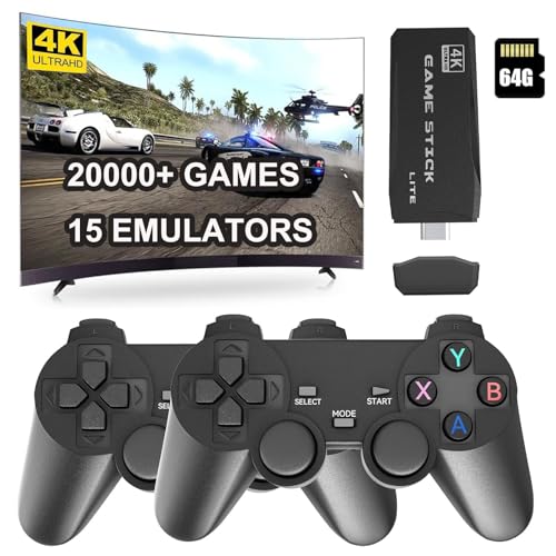 Retro Game Console Stick 4K HDMI 2.4G Wireless Controllers 64GB X65233