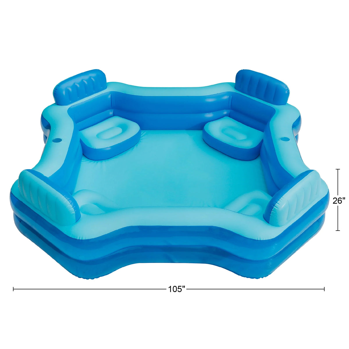 Blue Inflatable Family Swimming Pool 4 Seats Square T677804
