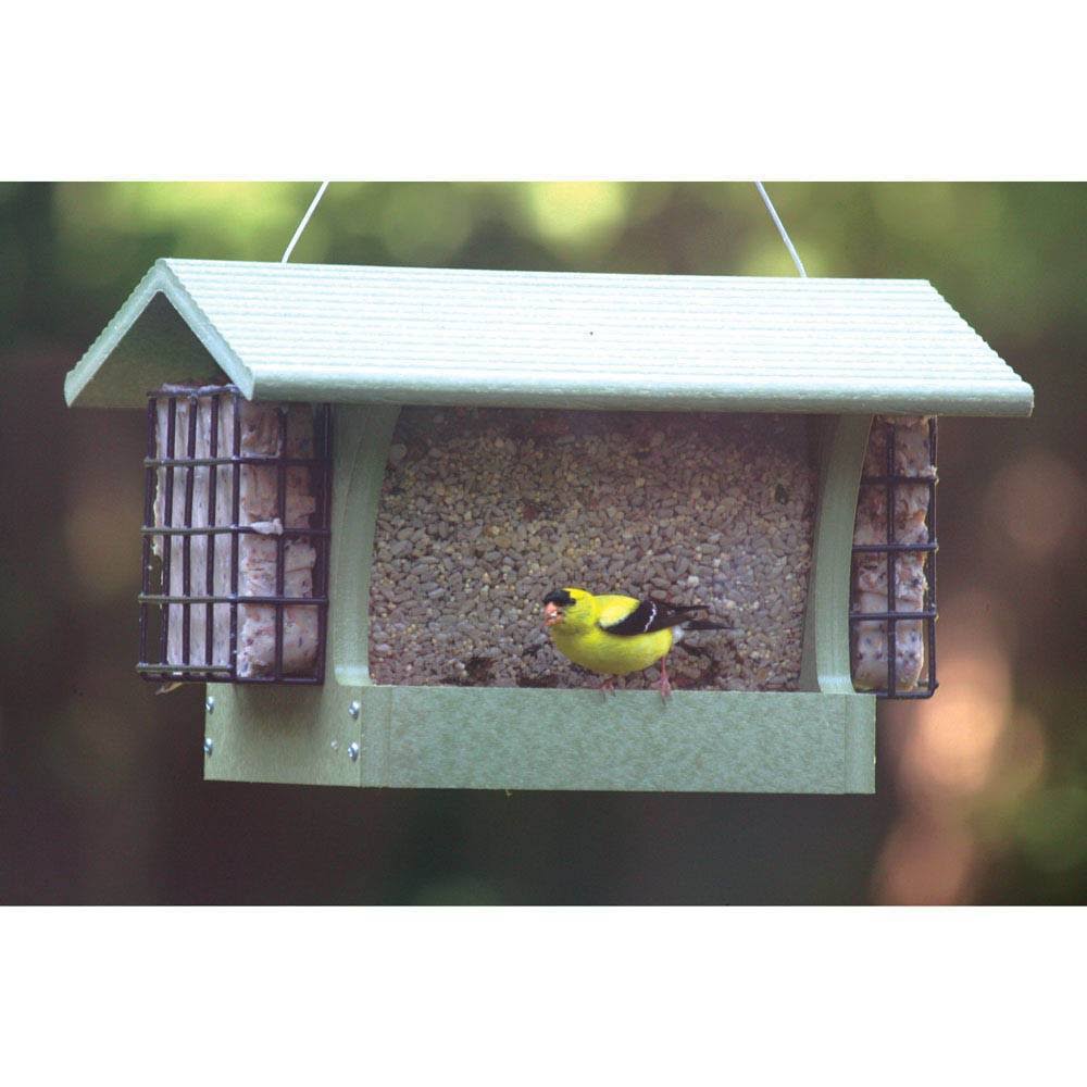 Recycled Medium Hopper Bird Feeder with Suet Cages V517