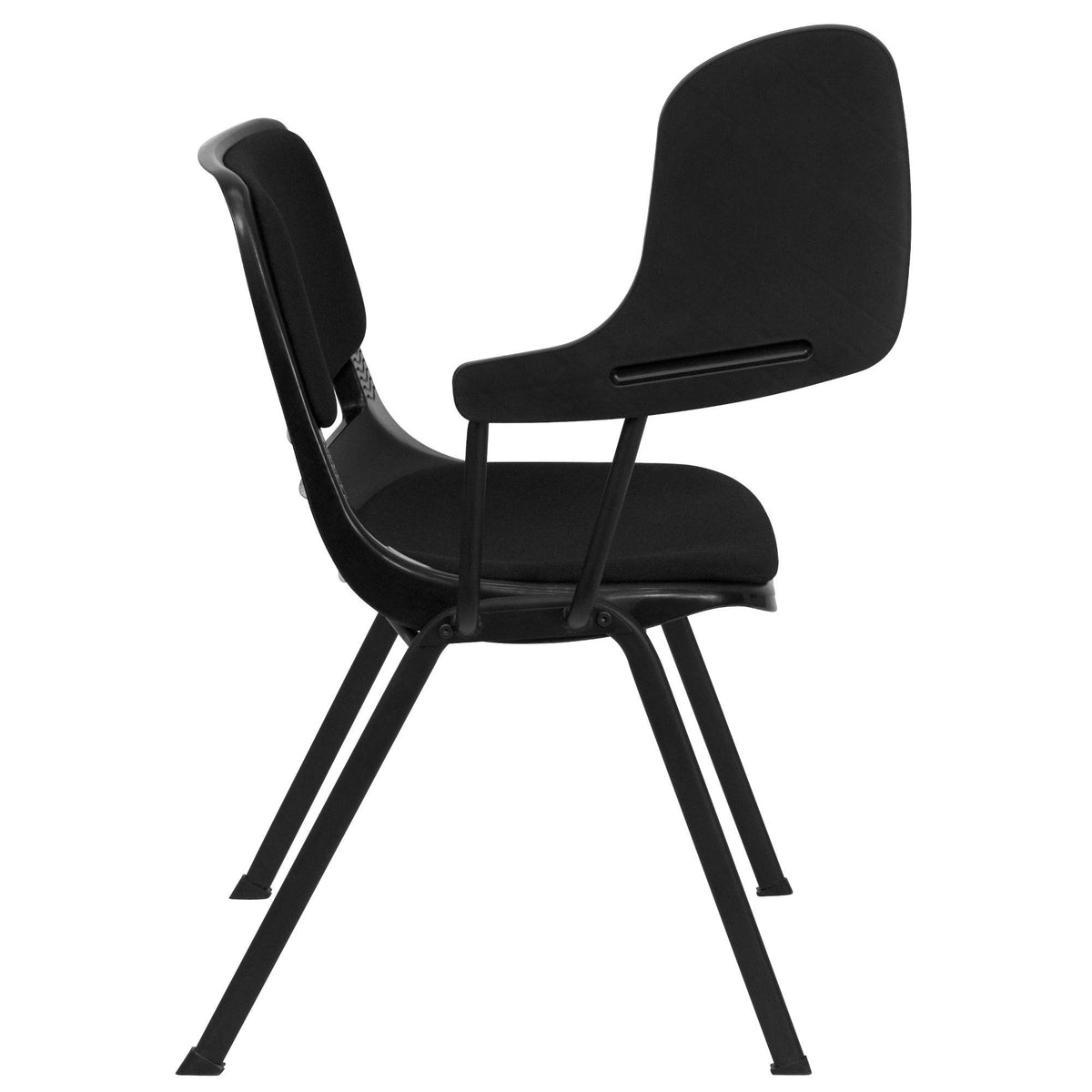Black Padded Ergonomic Shell Chair with Flip-Up Tablet Arm S5354