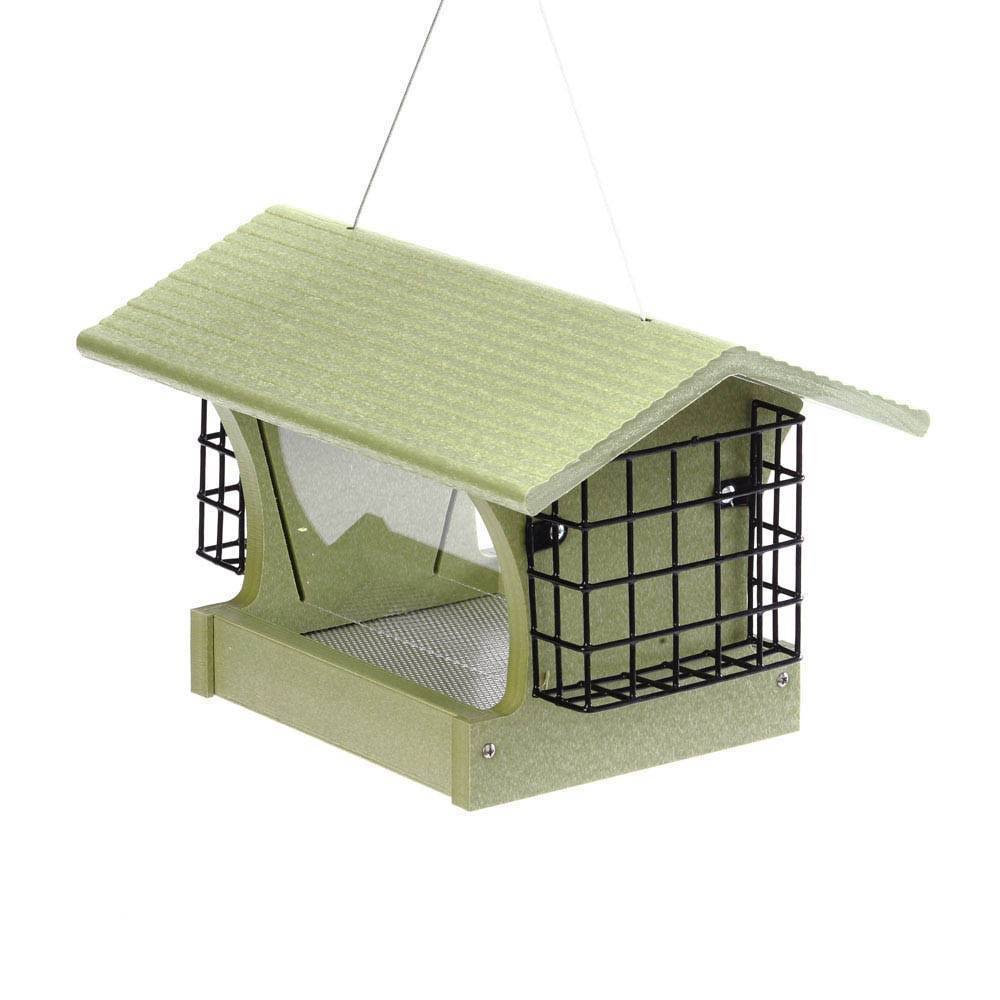 Recycled Medium Hopper Bird Feeder with Suet Cages V517