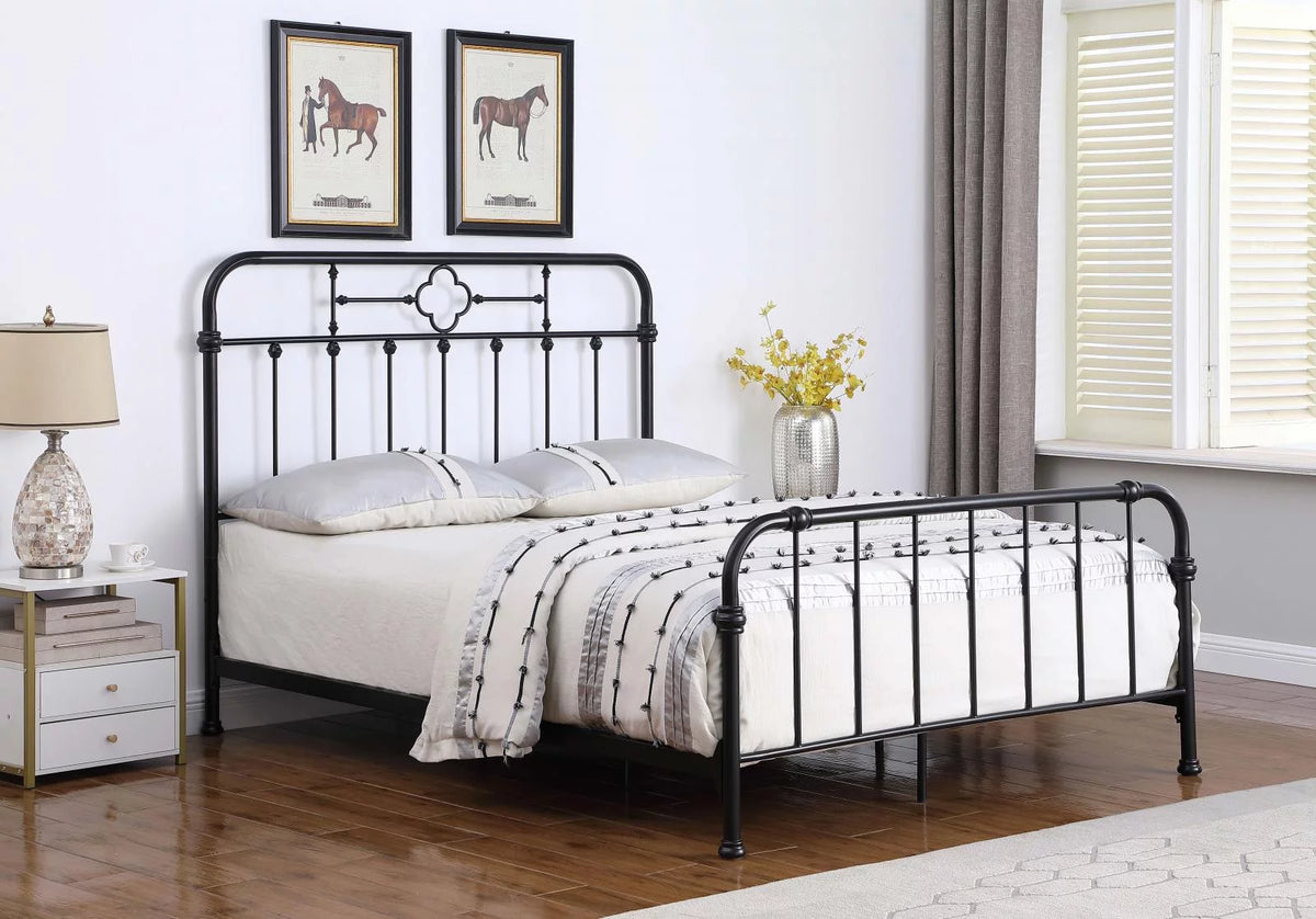 King Metal Panel Bed Matte Black I616186